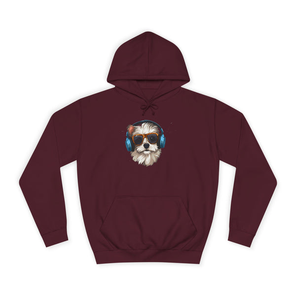 Dog with Headphones Hoodie – Cute Music-Loving Puppy College Sweatshirt