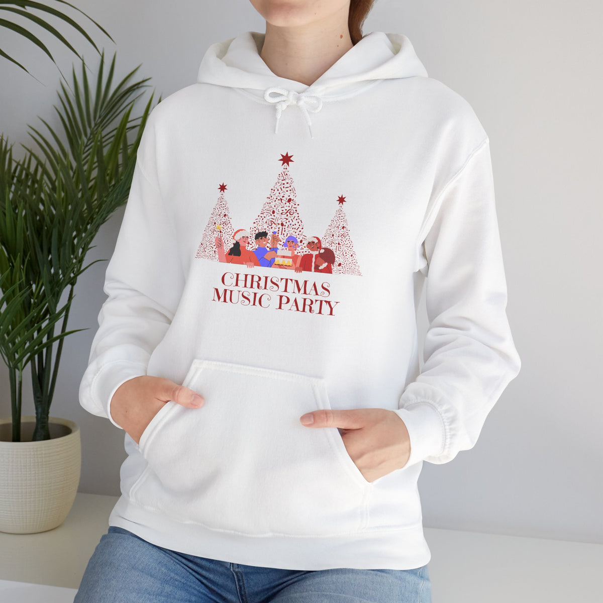 Christmas Music Party Hoodie — Festive Tree Carolers Holiday Sweatshirt
