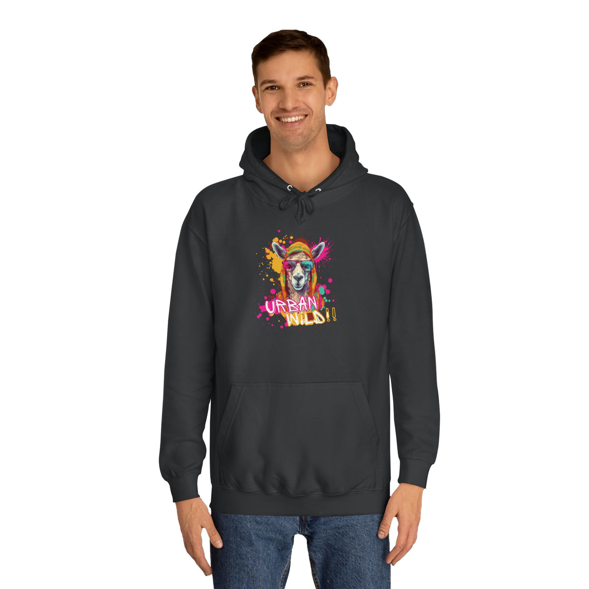 College Hoodie - Colorful Llama 'Dream On' Graphic Pullover