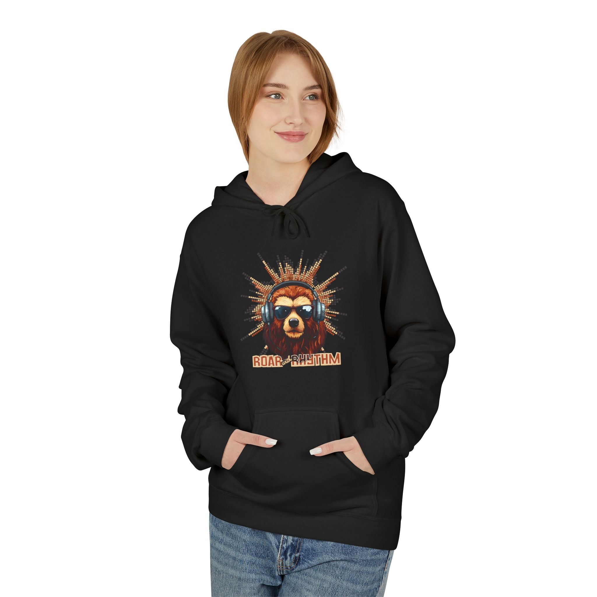 Roar with Rhythm Hoodie — Tribal Lion Graphic Pullover Secondary image