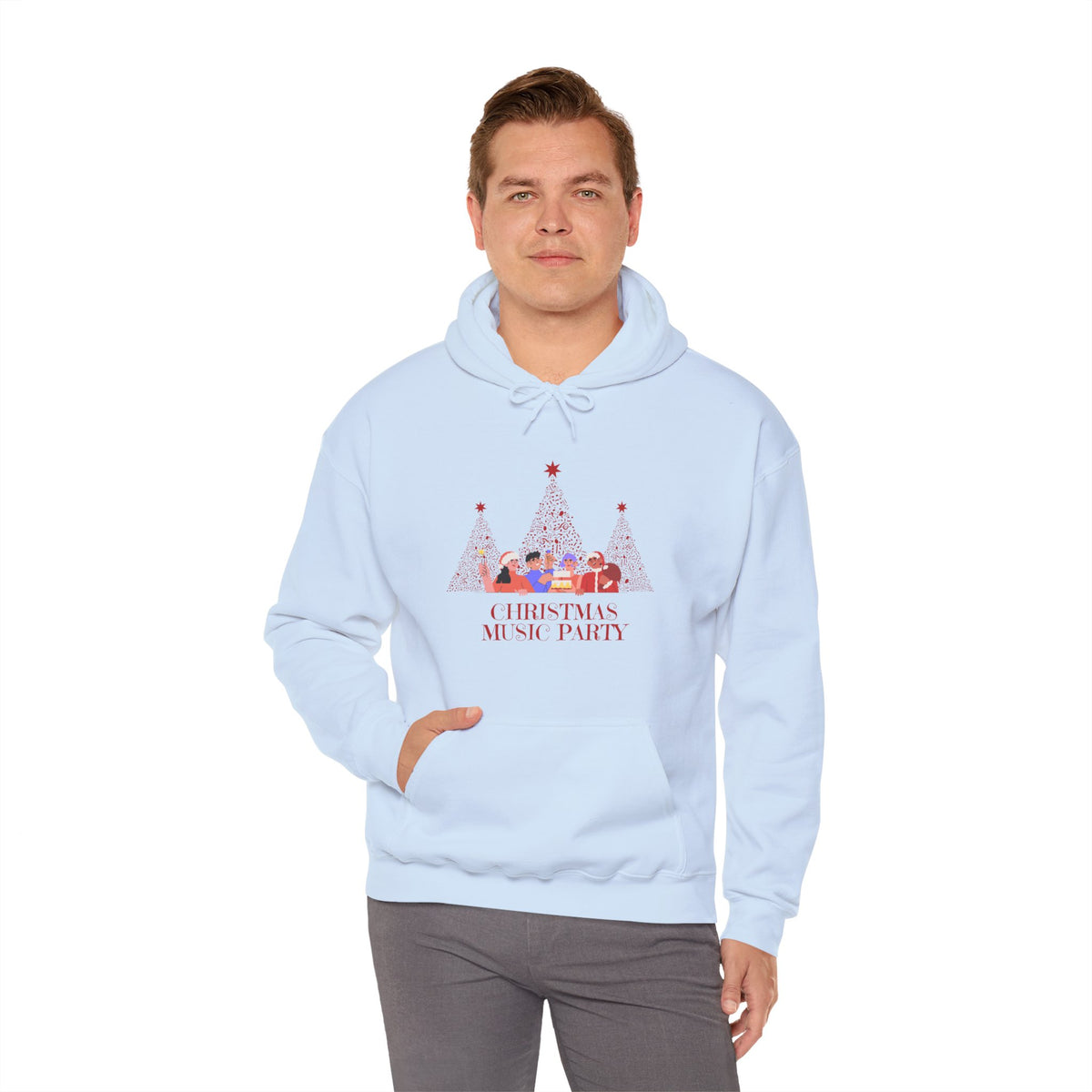 Christmas Music Party Hoodie — Festive Tree Carolers Holiday Sweatshirt