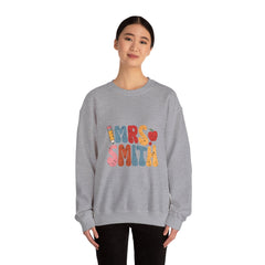 Mrs. Smith Teacher Sweatshirt — Cute Colorful Pencil & Apple Design