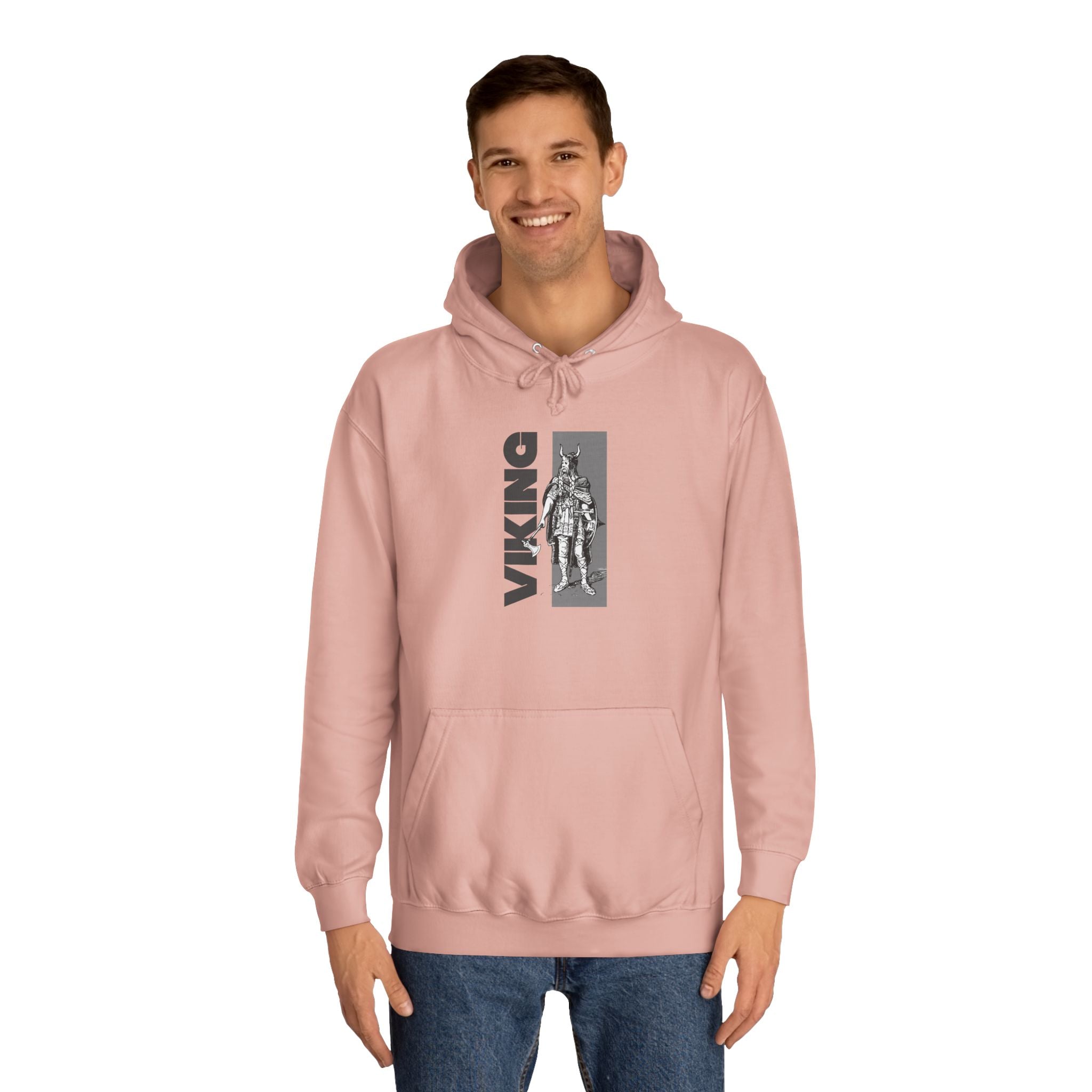 Viking Graphic Hoodie – Vertical 'VIKING' Text with Norse Warrior Design Secondary image