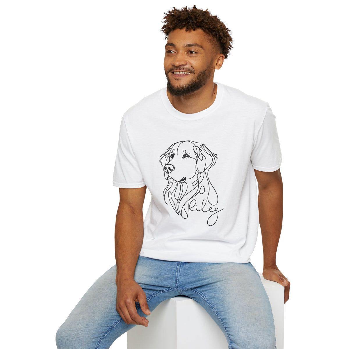 Minimal Line Art Dog Portrait T-Shirt