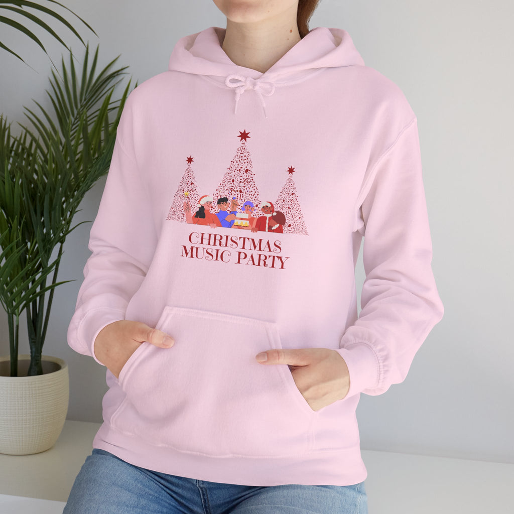 Christmas Music Party Hoodie — Festive Tree Carolers Holiday Sweatshirt