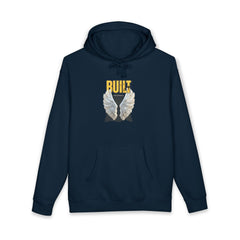 Hoodie — "Built" Angel Wings Graphic Pullover