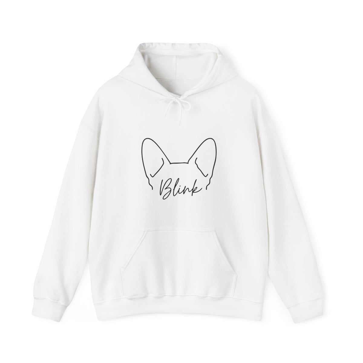 Dog Ears 'Blink' Minimalist Hoodie – Cute Frenchie Paw-Print Graphic Sweatshirt