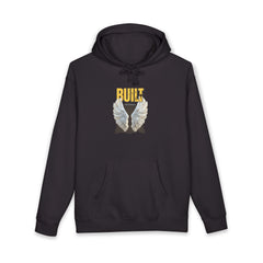 Hoodie — "Built" Angel Wings Graphic Pullover