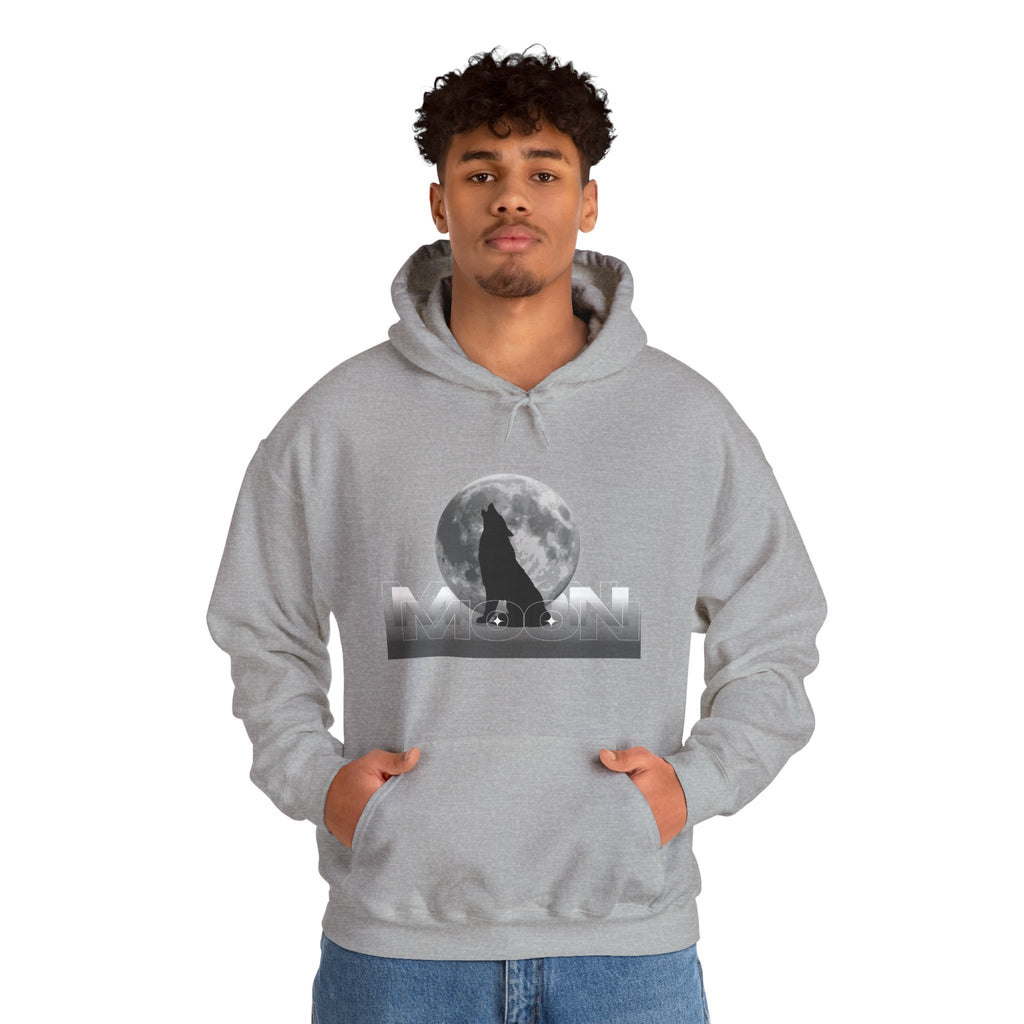 Hoodie — Moonlit Wolf Silhouette Hoodie (“MOON” Graphic)