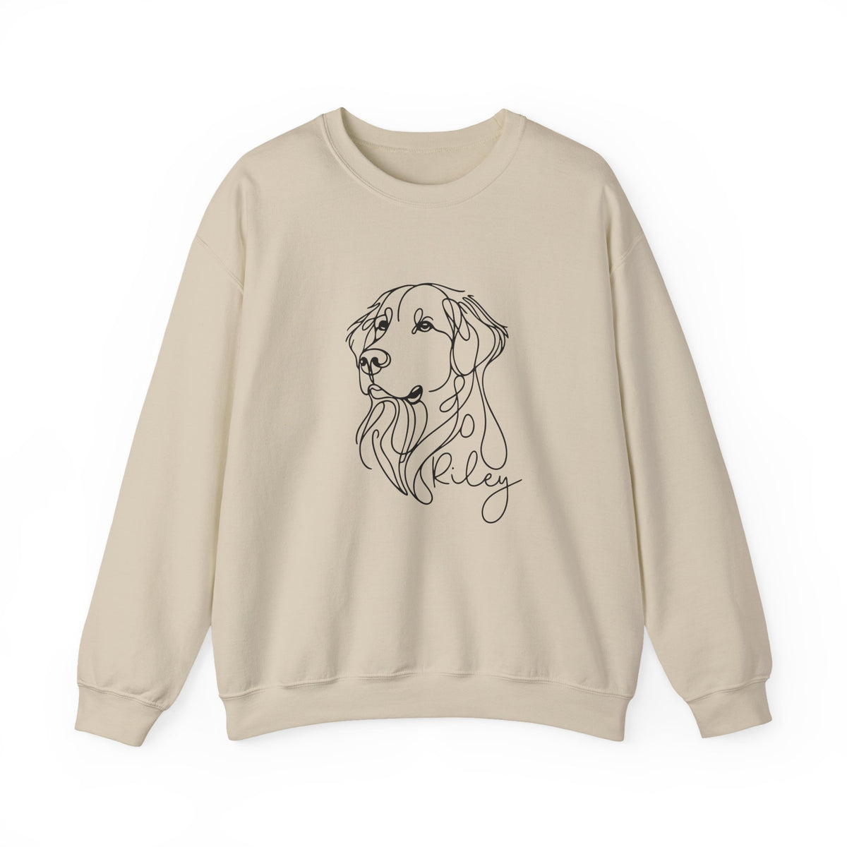 Dog Line Art Crewneck Sweatshirt — Personalized "Riley" Graphic