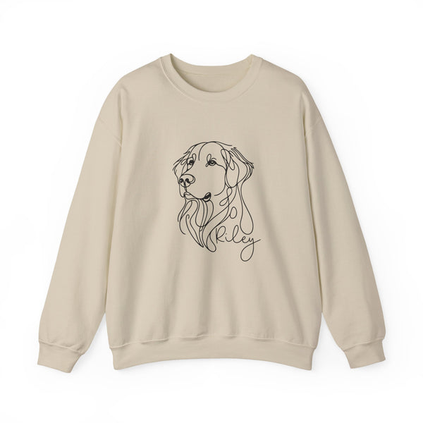 Dog Line Art Crewneck Sweatshirt — Personalized "Riley" Graphic