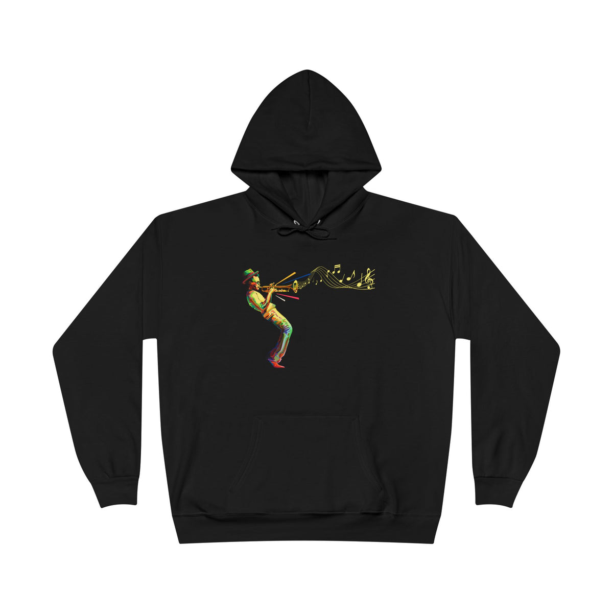 Trombone Player Graphic Hoodie — Vintage Jazz Musician Illustration Pullover