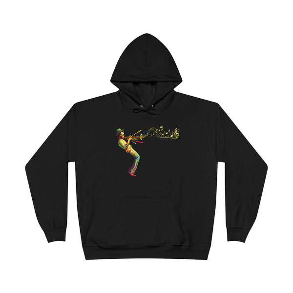 Trombone Player Graphic Hoodie — Vintage Jazz Musician Illustration Pullover