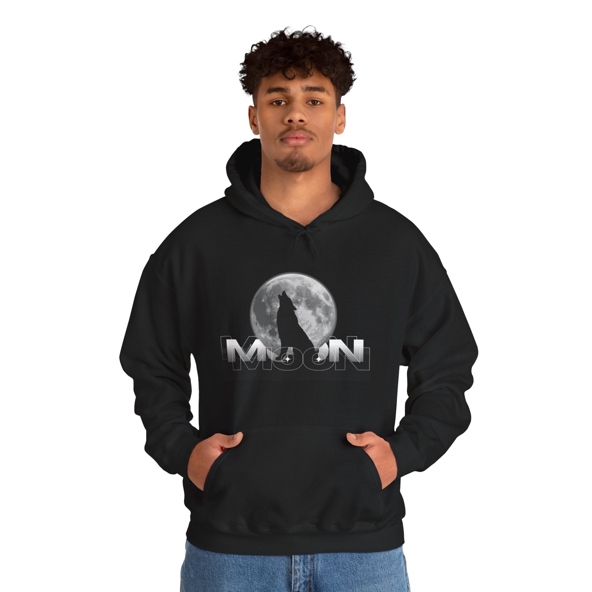 Hoodie — Moonlit Wolf Silhouette Hoodie (“MOON” Graphic) Secondary image