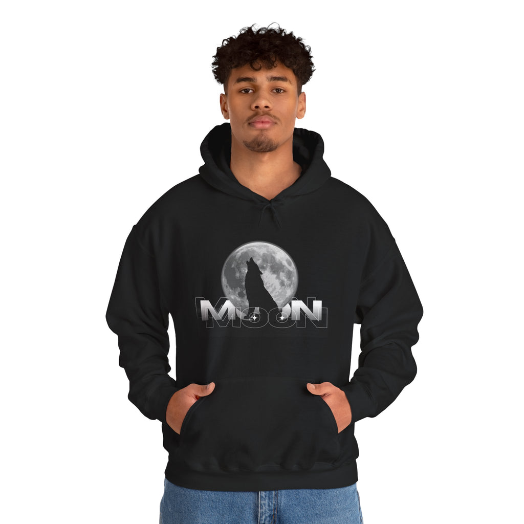 Hoodie — Moonlit Wolf Silhouette Hoodie (“MOON” Graphic)