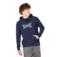 Savage Graphic Hoodie — Bold White Text Pullover