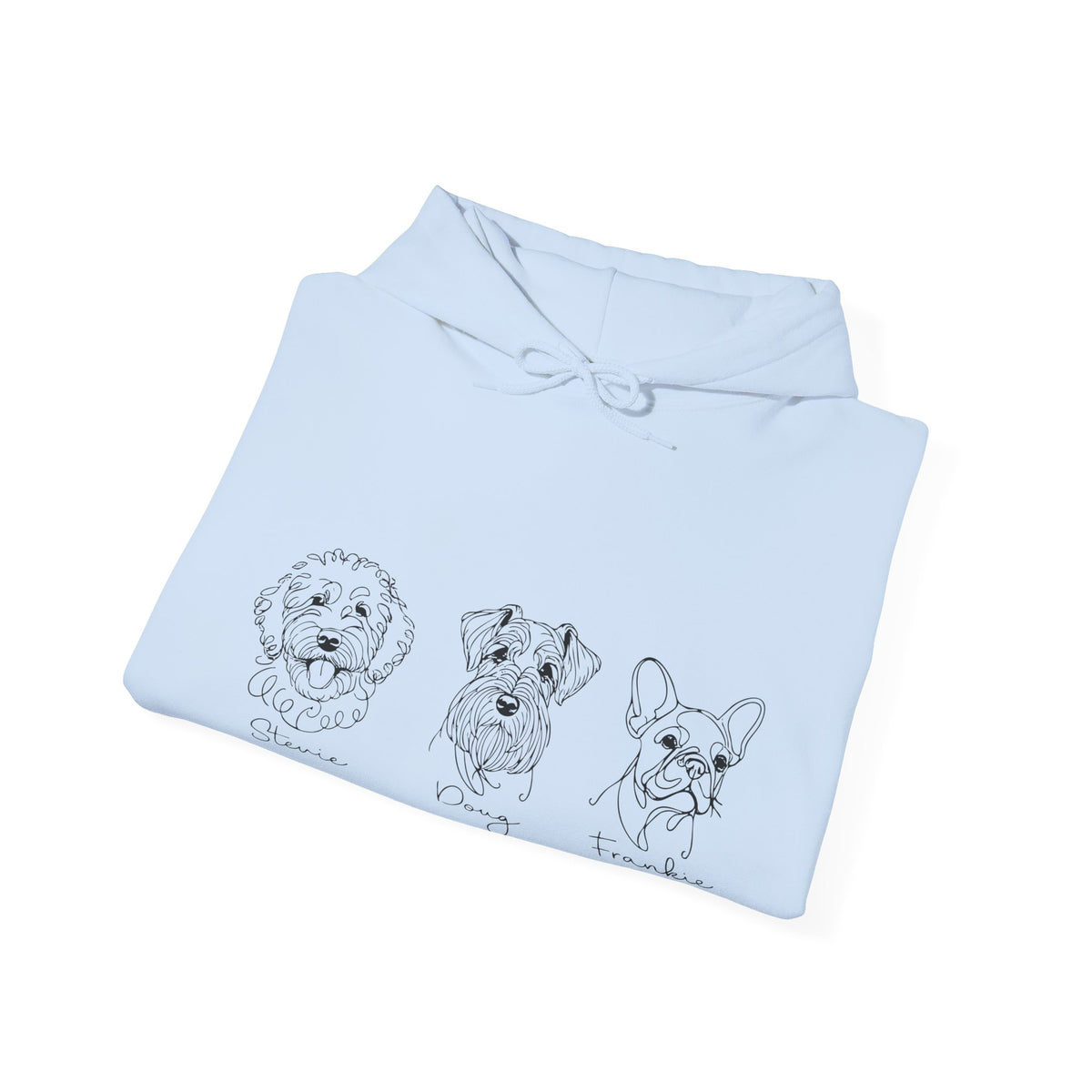 Dog Breed Trio Hoodie — Cute Hand-Drawn Puppy Faces Sweatshirt