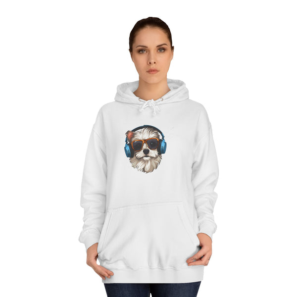 Dog with Headphones Hoodie – Cute Music-Loving Puppy College Sweatshirt
