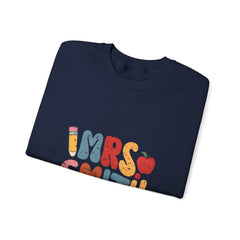 Mrs. Smith Teacher Sweatshirt — Cute Colorful Pencil & Apple Design