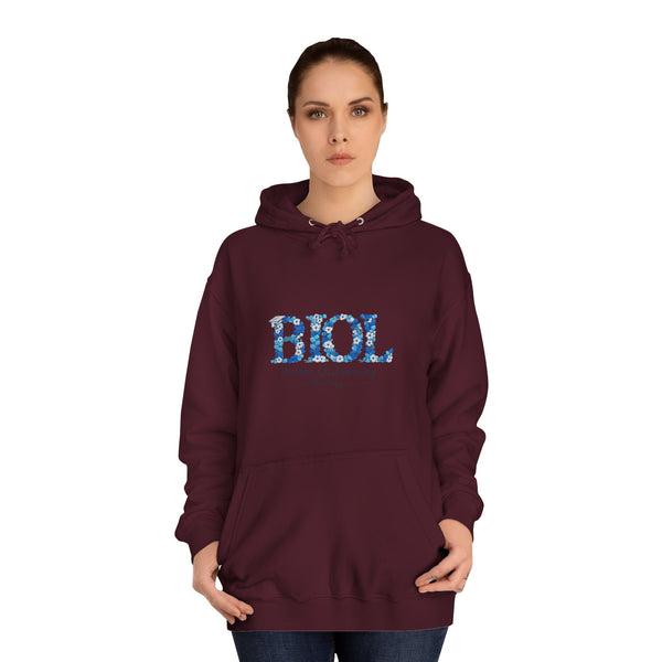 Biol Hoodie — Floral Blue BIOL College Hoodie for Biology Students