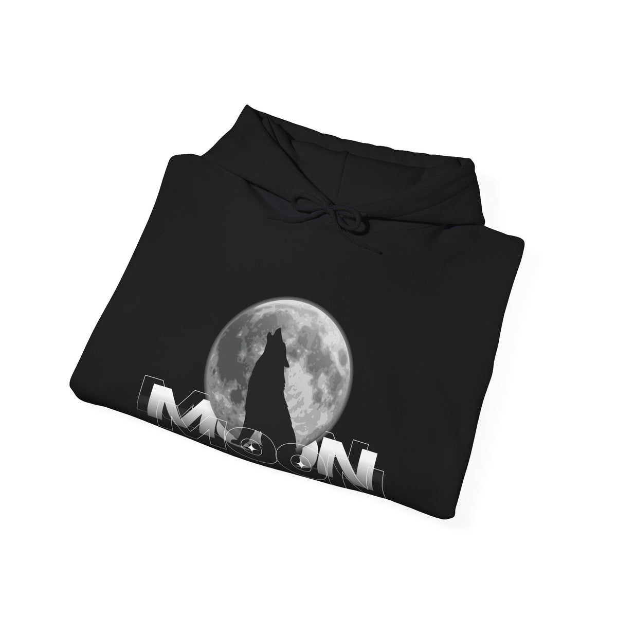 Hoodie — Moonlit Wolf Silhouette Hoodie (“MOON” Graphic)