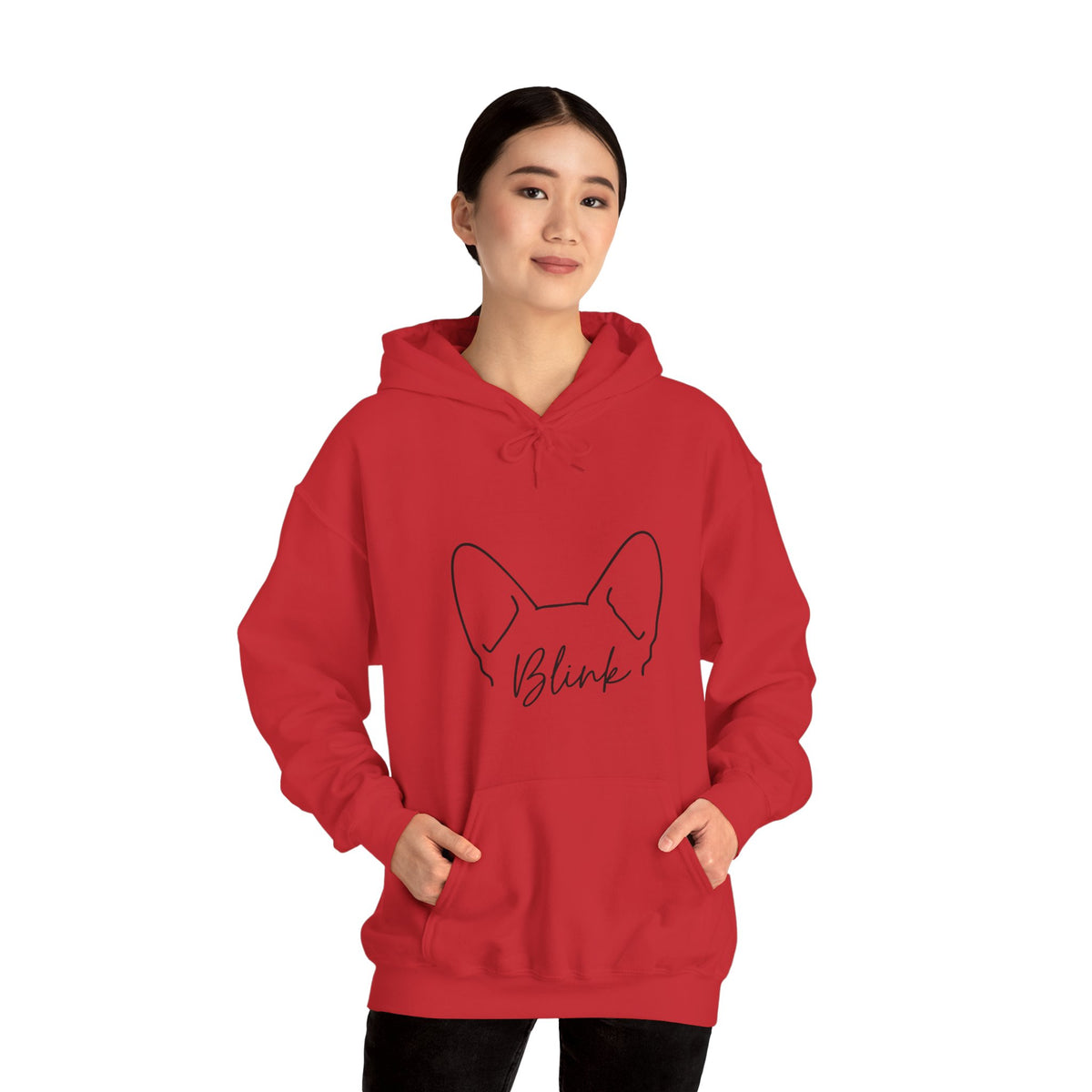 Dog Ears 'Blink' Minimalist Hoodie – Cute Frenchie Paw-Print Graphic Sweatshirt