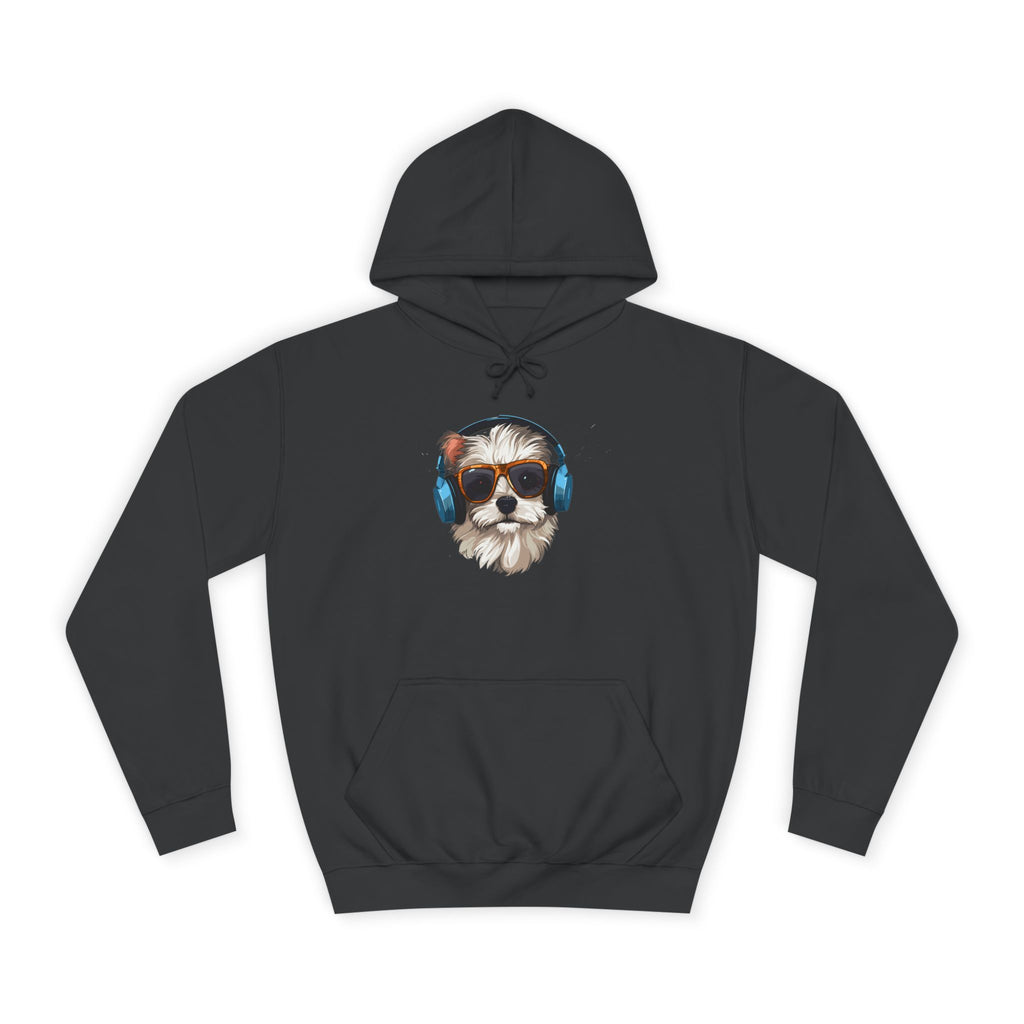 Dog with Headphones Hoodie – Cute Music-Loving Puppy College Sweatshirt