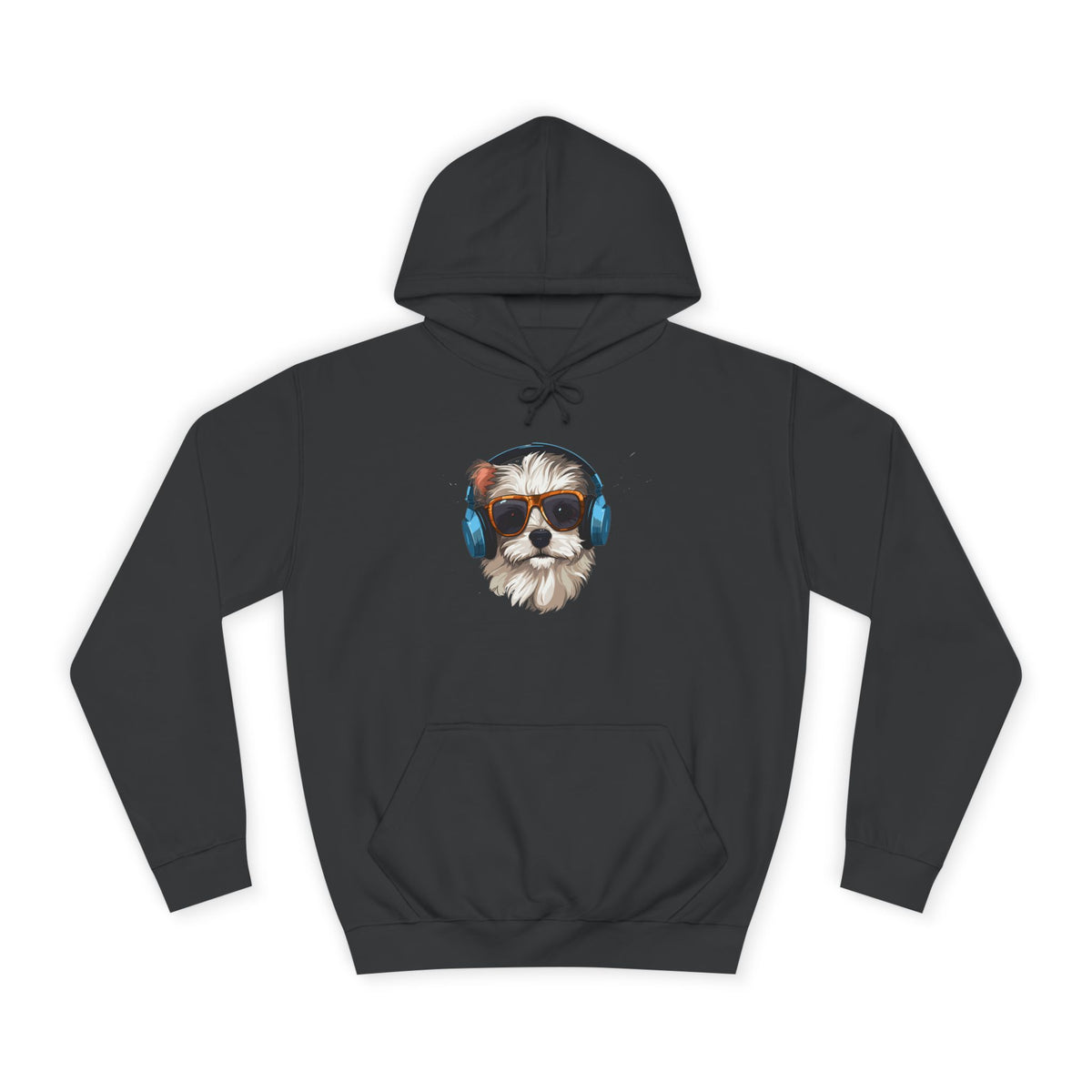 Dog with Headphones Hoodie – Cute Music-Loving Puppy College Sweatshirt