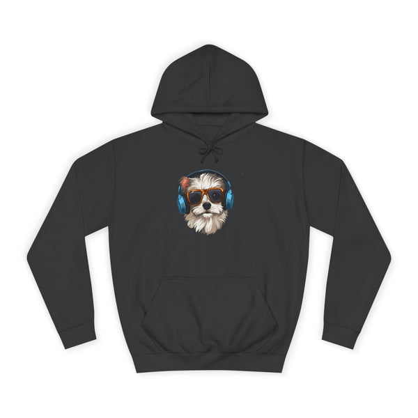 Dog with Headphones Hoodie – Cute Music-Loving Puppy College Sweatshirt