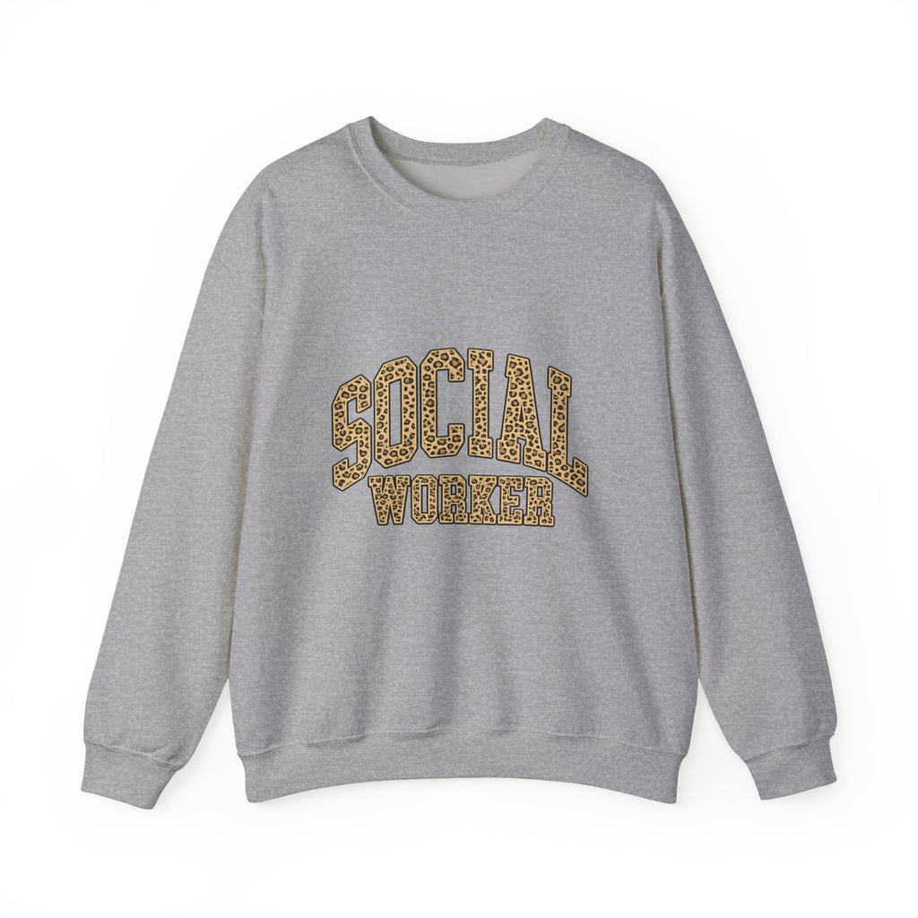 Social Worker Leopard Print Crewneck Sweatshirt
