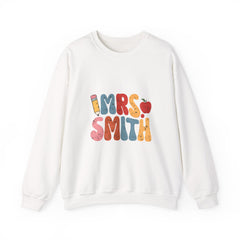 Mrs. Smith Teacher Sweatshirt — Cute Colorful Pencil & Apple Design