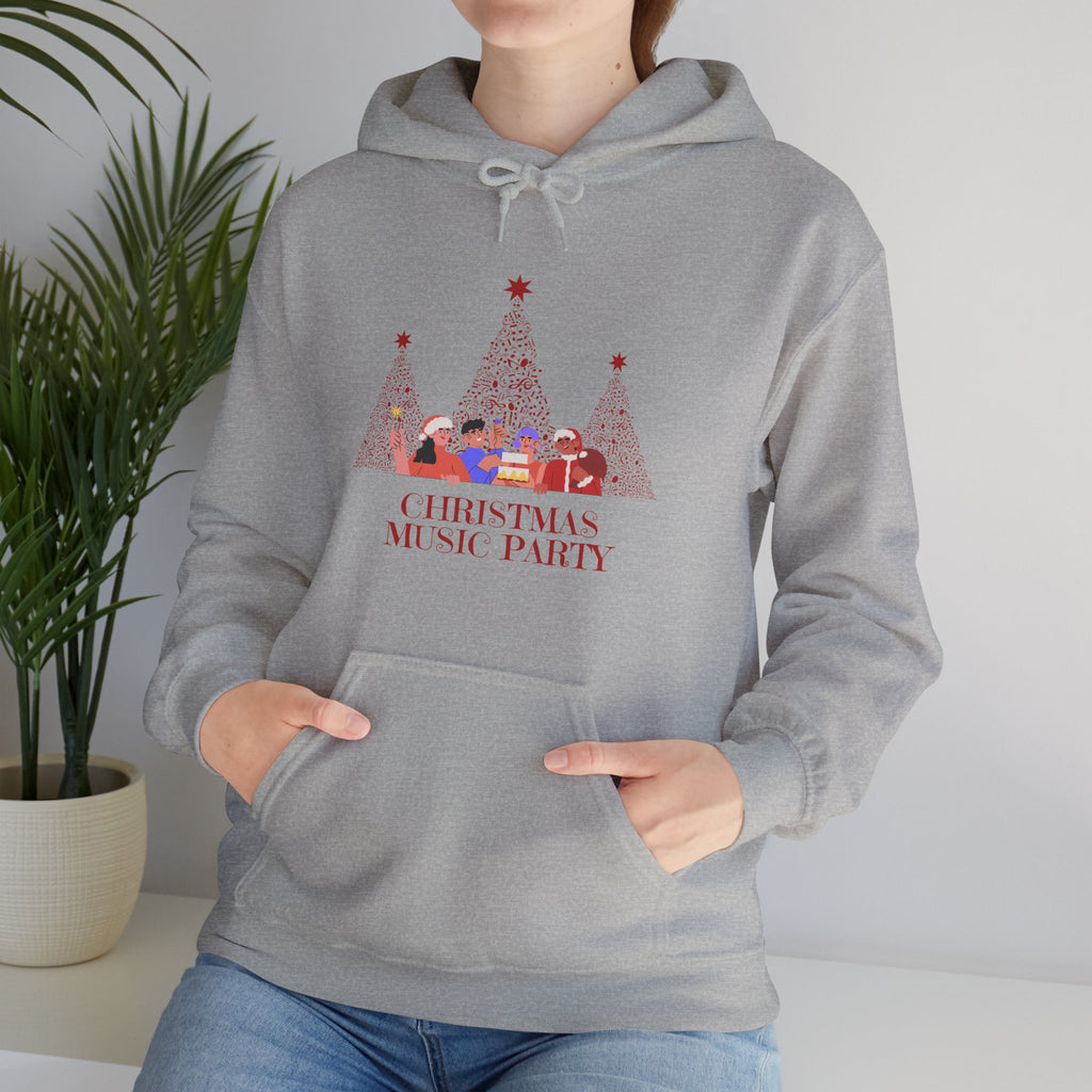 Christmas Music Party Hoodie — Festive Tree Carolers Holiday Sweatshirt