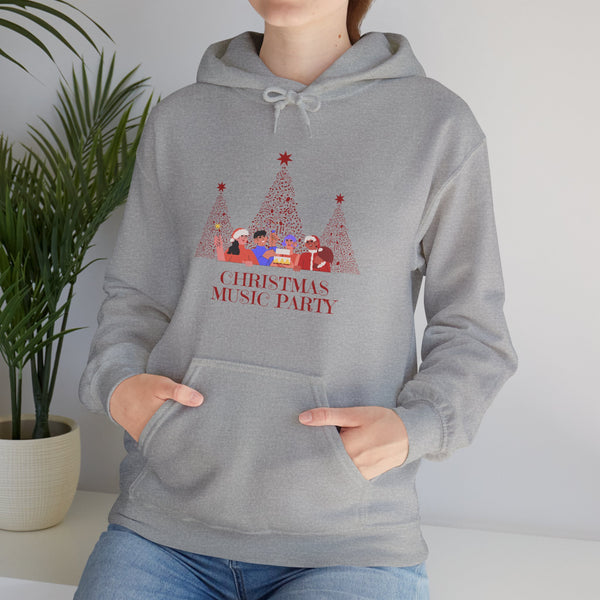 Christmas Music Party Hoodie — Festive Tree Carolers Holiday Sweatshirt