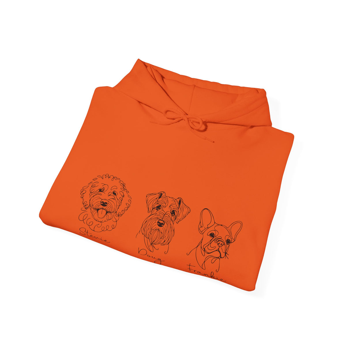 Dog Breed Trio Hoodie — Cute Hand-Drawn Puppy Faces Sweatshirt
