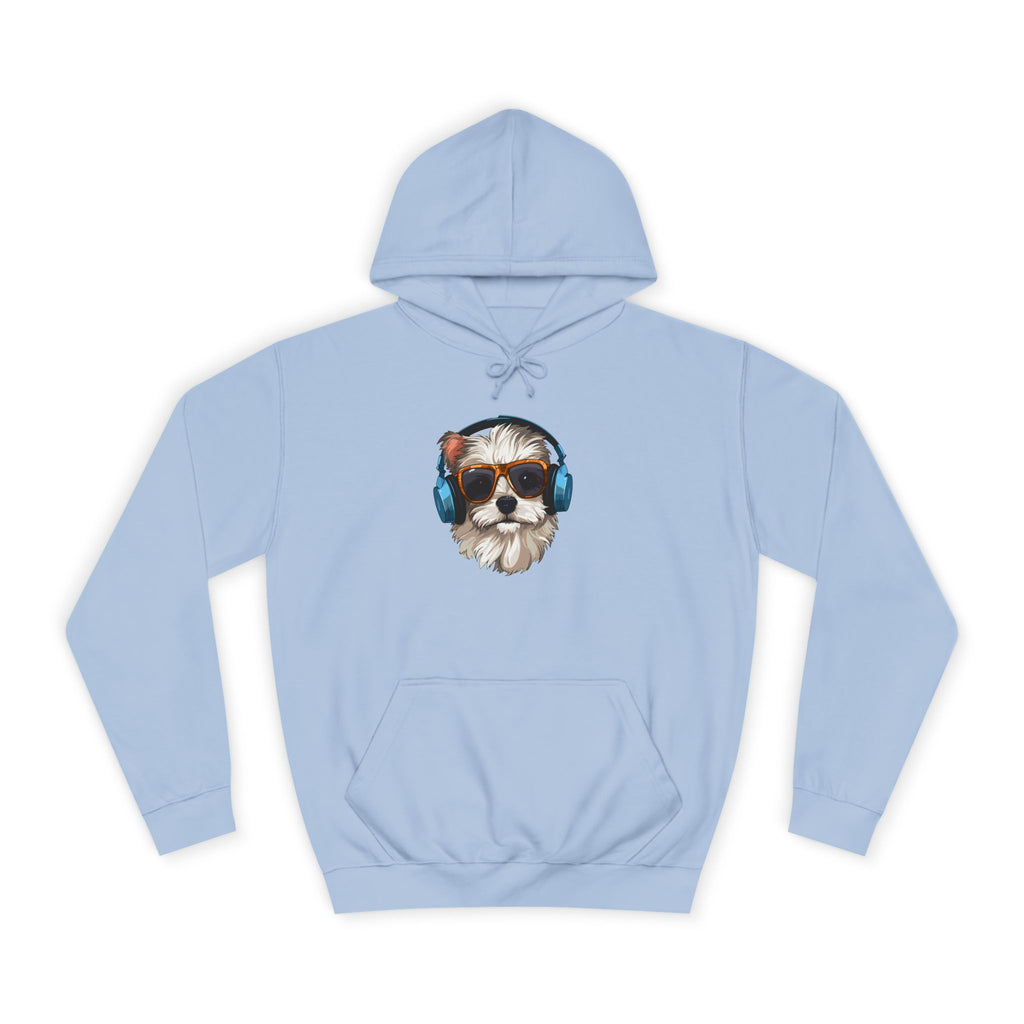 Dog with Headphones Hoodie – Cute Music-Loving Puppy College Sweatshirt