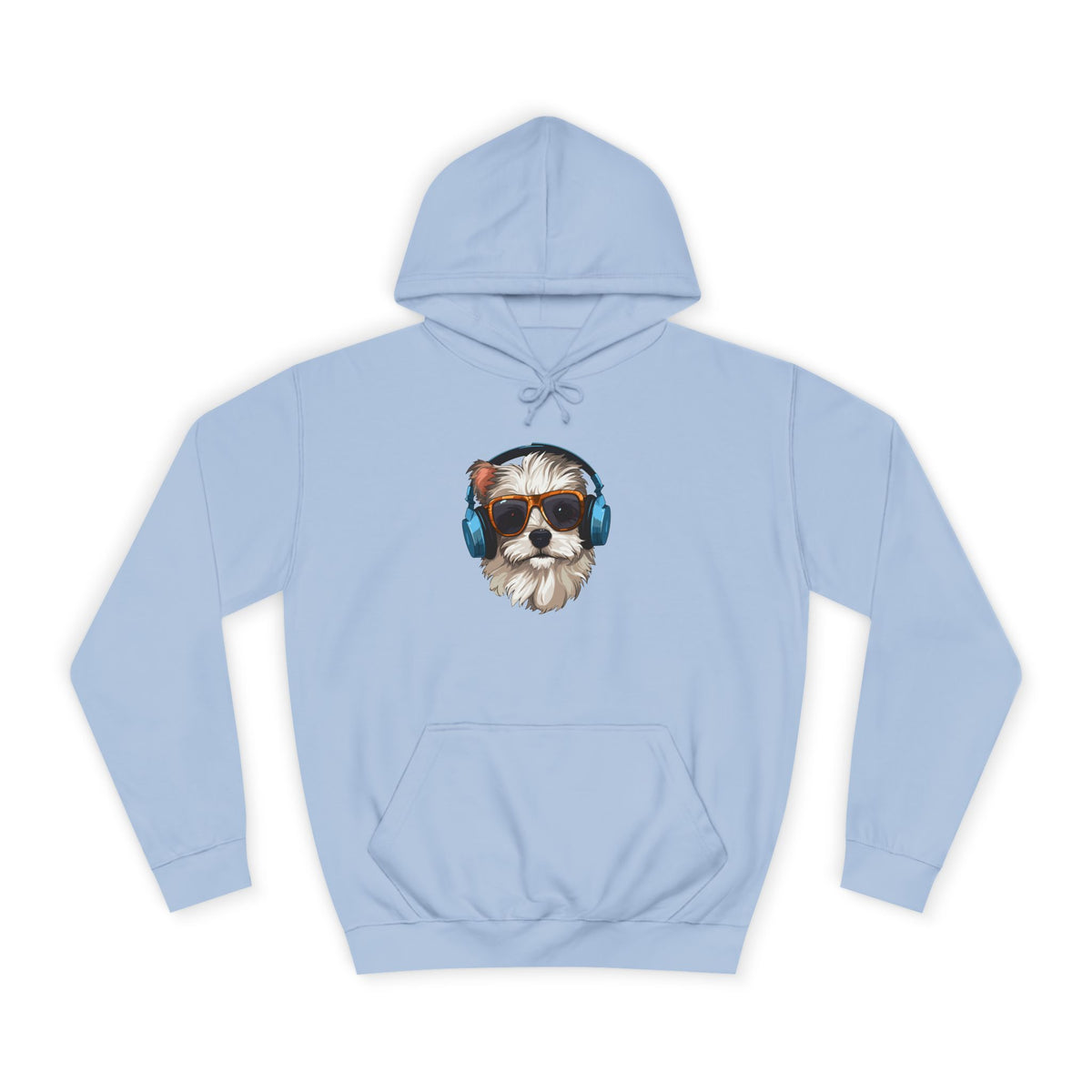 Dog with Headphones Hoodie – Cute Music-Loving Puppy College Sweatshirt