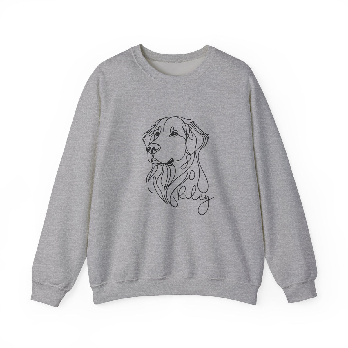 Dog Line Art Crewneck Sweatshirt — Personalized "Riley" Graphic