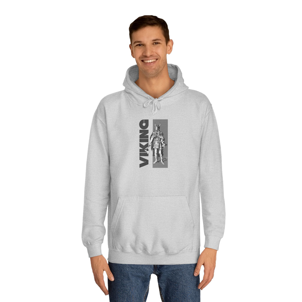 Viking Graphic Hoodie – Vertical 'VIKING' Text with Norse Warrior Design