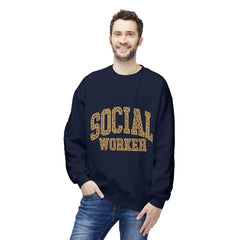 Social Worker Leopard Print Crewneck Sweatshirt
