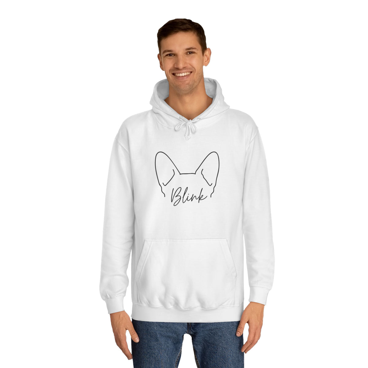 College Hoodie with Minimal Line Art Fox Ears