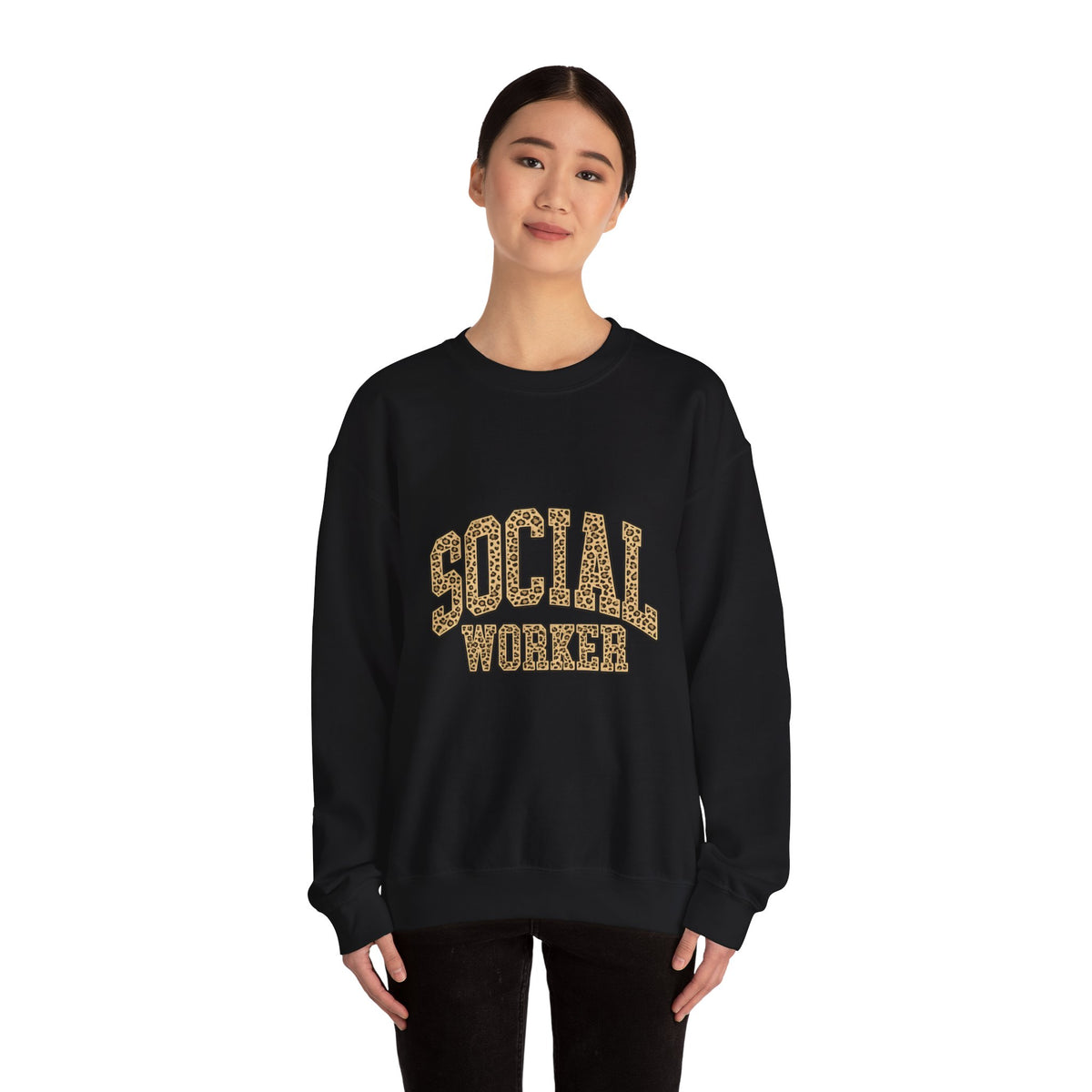 Social Worker Leopard Print Crewneck Sweatshirt