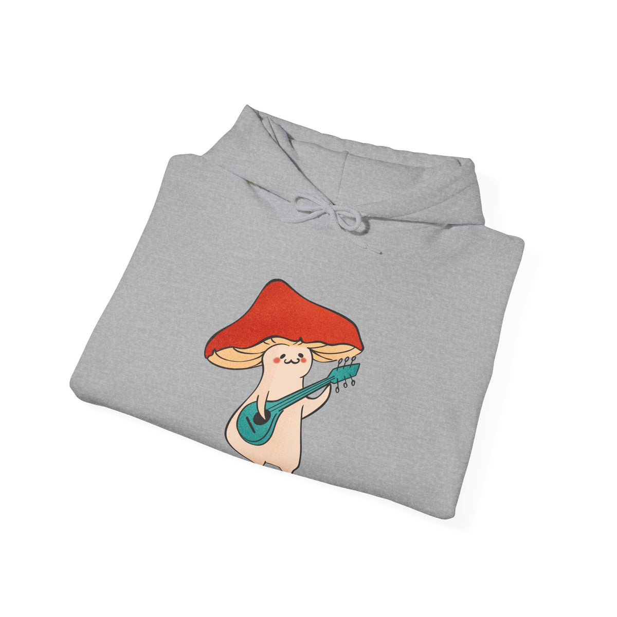 Mushroom Music Bear Hoodie — Cute Playing Guitar Illustration Pullover