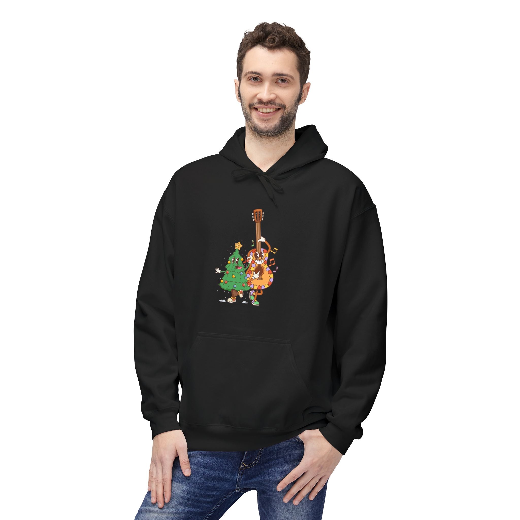 Holiday Bass & Tree Hoodie — Funny Christmas Musician Secondary image