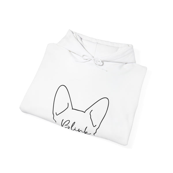 Dog Ears 'Blink' Minimalist Hoodie – Cute Frenchie Paw-Print Graphic Sweatshirt
