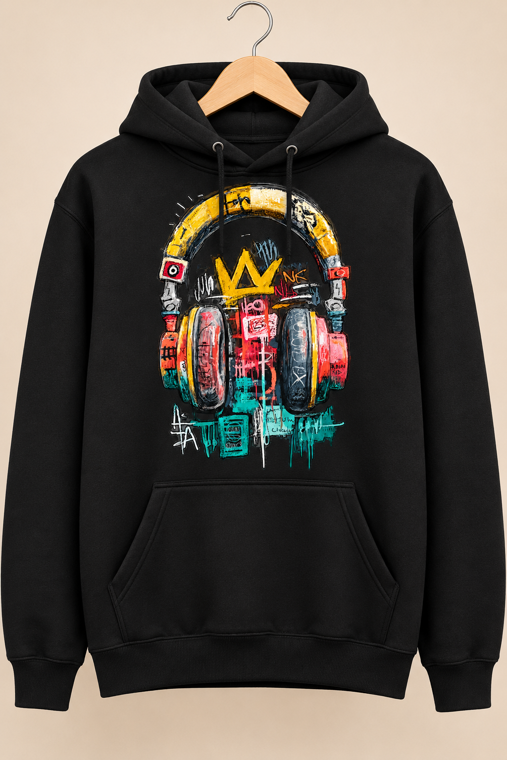 Graffiti Headphones & Crown Street Art Graphic Hoodie