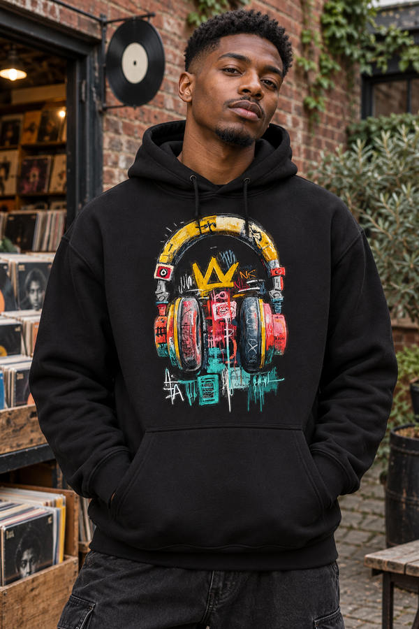 Graffiti Headphones & Crown Street Art Graphic Hoodie