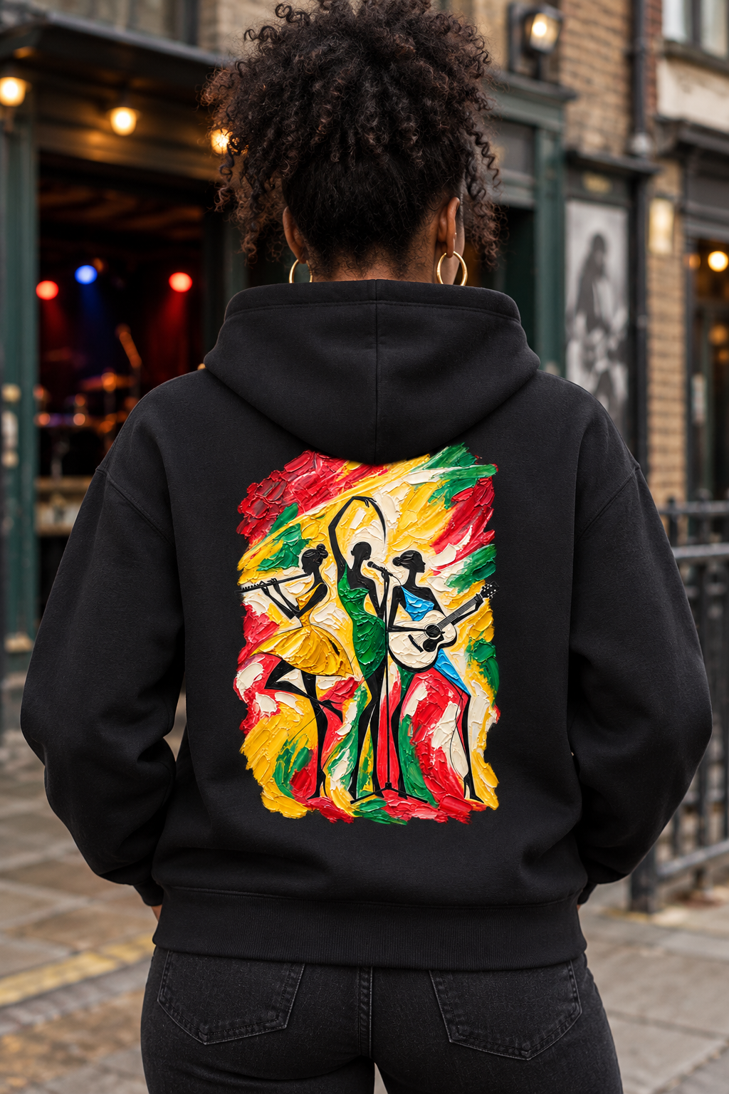 Musical Trio Impasto Oil Painting Graphic Hoodie
