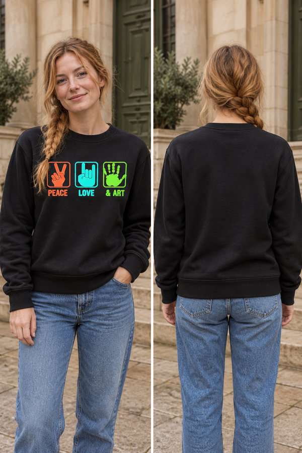 Peace Love & Art Graphic Organic Sweatshirt