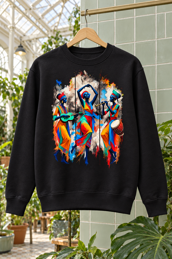 Cultural Musicians & Dancer Graphic Organic Sweatshirt