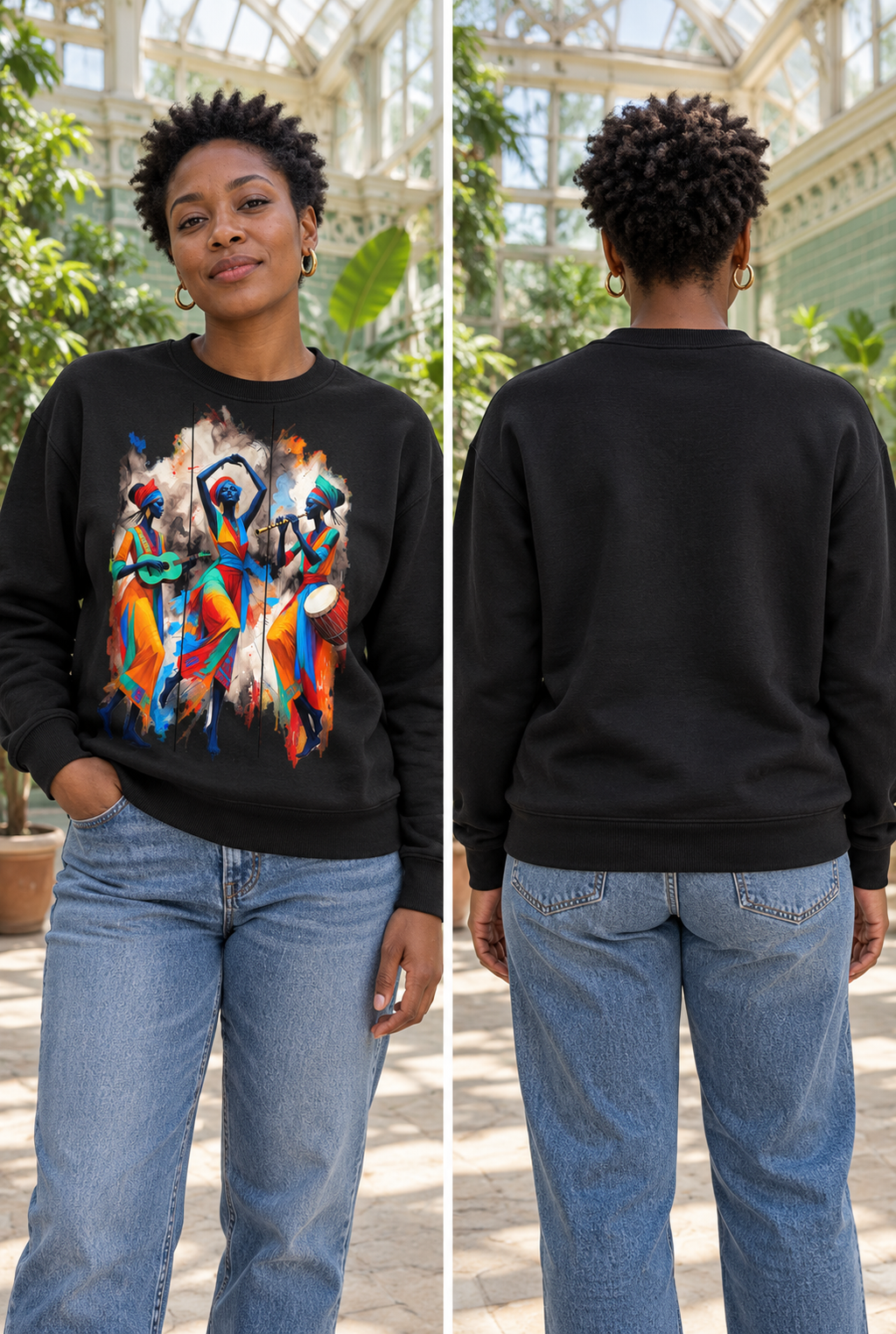 Cultural Musicians & Dancer Graphic Organic Sweatshirt